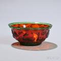Green Overlay on Red Peking Glass Bowl