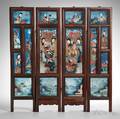 Fourpanel Table Screen with Export Reverse Glass Paintings