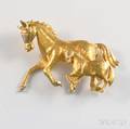 14kt Gold and Diamond Horse Brooch