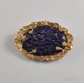 14kt Gold Lapis and Diamond Brooch