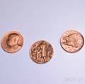 Set of Six Metal Arts Co Copper Medals Commemorating Engravers
