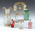 Collection of glass to include ormolu mounted vase
