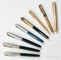Eight Parker 51 Fountain Pens and Pencils