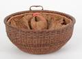 Nantucket lightship basket with sewing compartment interior attributed to Captain Thomas James