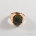 10kt Gold and Carved Green Hardstone Ring