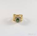 18kt Gold Green Tourmaline and Diamond Ring