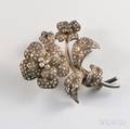 Giltsilver and Diamond Floral Brooch