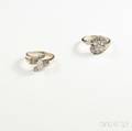 Two 14kt White Gold and Diamond Rings