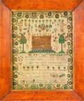 Silk on linen sampler dated 1810 wrought by Jemima Wadham