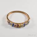 14kt Gold Enamel and Diamond Pansy Bangle