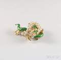 14kt Gold Enamel and Pearl Serpent Brooch