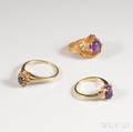 Three Gold Gemset Rings