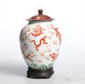 Iron Redand Greenglazed Dragon Jar