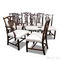Set of Eight Chippendalestyle Carved Mahogany Dining Chairs