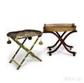 Tole Tray and Stand and a Tray Pierced Brass Gallery and Stand