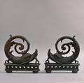 Pair of Cast Iron Dolphinform Andirons