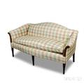 Federalstyle Upholstered Walnut Camelback Settee