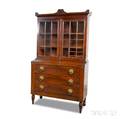 Federal Mahogany Veneer Glazed DeskBookcase