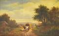 AngloAmerican School 19th Century Autumn Landscape with Hay Wagon