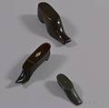 Three Carved and Molded Wood and Pewter Shoeform Snuff Boxes