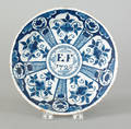 London or Bristol blue and white Delft plate dated 1728