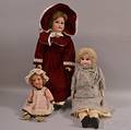 Three German Bisque Shoulderhead Dolls