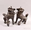 Pair of Bronze Lion Censers