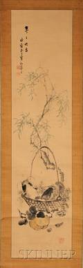 Hanging Scroll Depicting an Auspicious Basket