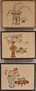 Three Embroideries on Silk