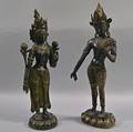 Two Metal Alloy Standing Deities