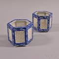 Pair of Blue and White Openwork Holders
