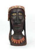 Carved wood bust of an Indian chief