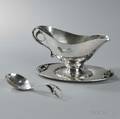 Georg Jensen Sterling Silver Sauceboat Undertray and Ladle