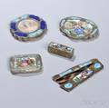 Five Italian 800 Silver and Enamel Toiletry Items
