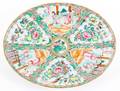 Chinese Rose Medallion Platter w Figural Scenes