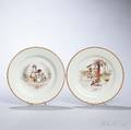 Two Wedgwood mile Lessore Decorated Queens Ware Plates