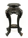 Chinese Carved  Ebonized Wood Stand 20th C