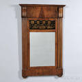 Biedermeierstyle Verre Eglomise and Mahogany Veneer Mirror