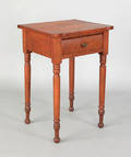 Pennsylvania Sheraton tiger maple one drawer stand ca 1830