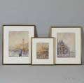 F Fulin Italian 20th Century Three Views of Venice San Marco Facade Piazetta di San Marco