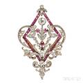 Edwardian Ruby and Diamond PendantBrooch