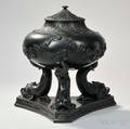 Large Wedgwood Black Basalt Dolphin Incense Burner and Cover
