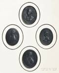 Four Framed Wedgwood Black Basalt Oval Portrait Plaques