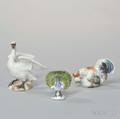 Three Meissenstyle Polychrome Porcelain Bird Figures