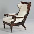 AngloColonial Campaignstyle Rosewood Reclining Armchair
