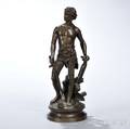 After Adrien Etienne Gaudez act France 18451902 Grand Tour Bronze Male Allegorical Figure Devoir