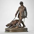 After PierreJules Mene French 18101879 Bronze Figure of a Hunter and Dog