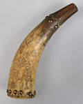 American incised powder horn