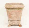 Square Terra Cotta Planter with Paw Feet