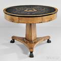 Biedermeier Birch Penwork Pedestal Table